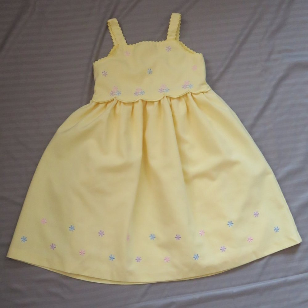 Greendog Girls Yellow Lined Dress w/Embroidered Flowers  Sz 7